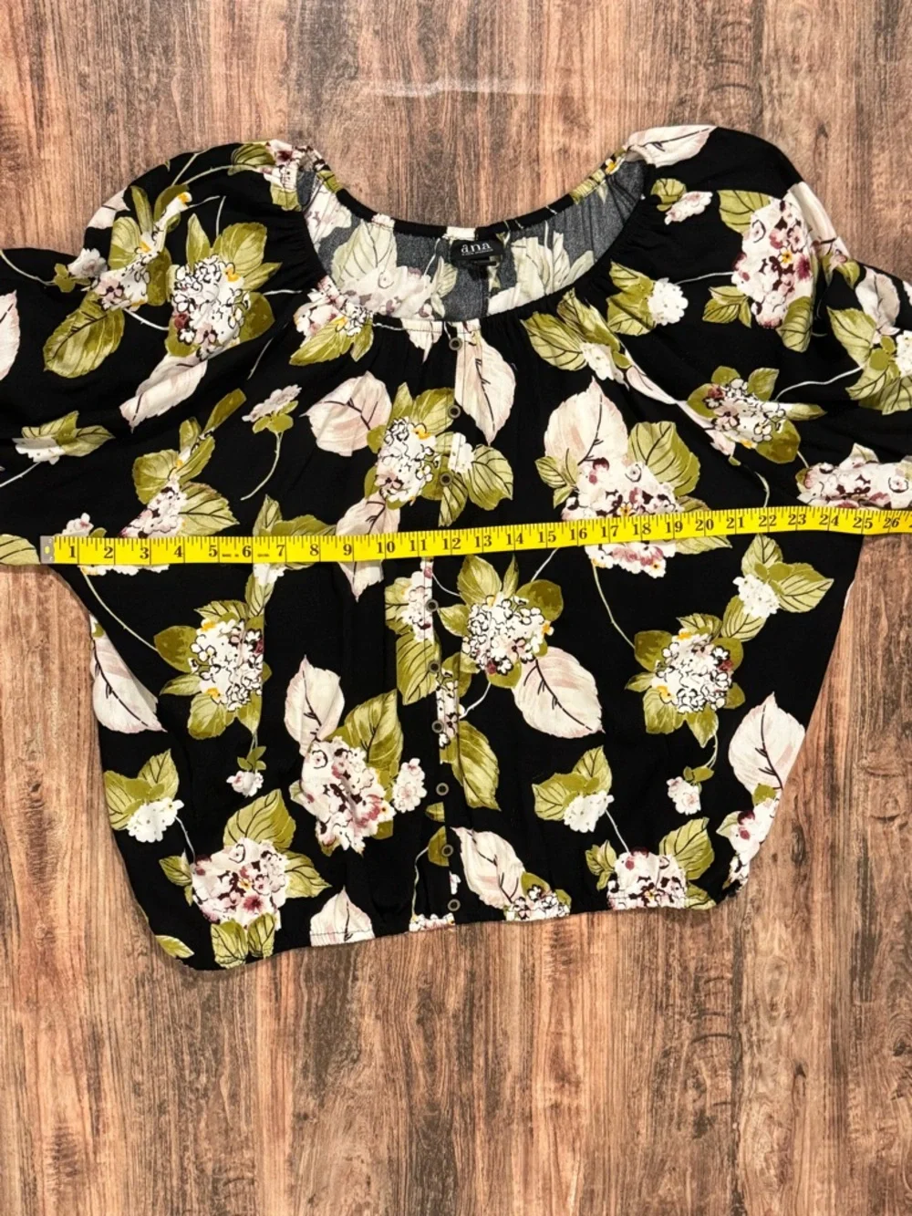 a.n.a Black Floral Button-Front Peasant Blouse - Picture 5 of 8